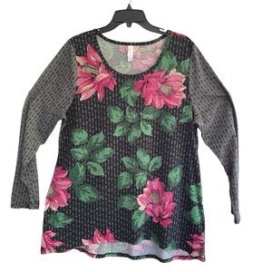 LulaRoe LYNNAE Long Sleeve Rose Gray & Black Size 2XL